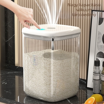 Okos rizstároló vákuumos zárással, nedvesség- és rovarvédelmet biztosítva, élelmiszer-minőségű műanyag