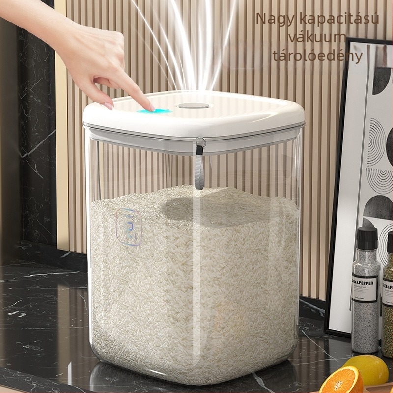 Okos rizstároló vákuumos zárással, nedvesség- és rovarvédelmet biztosítva, élelmiszer-minőségű műanyag