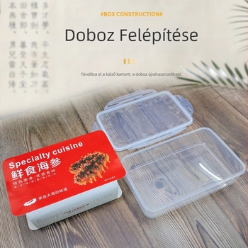 Tengeri uborka csomagoló doboz – hordozható, megőrzi a frissességet, légmentesen zárható – élelmiszer-minőségű műanyag, logó nyomtatás