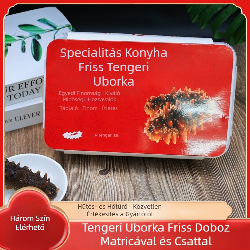 Tengeri uborka csomagoló doboz – hordozható, megőrzi a frissességet, légmentesen zárható – élelmiszer-minőségű műanyag, logó nyomtatás