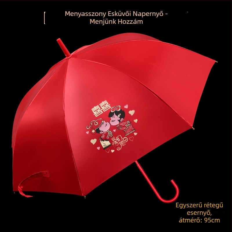 Esküvői csipkés esernyő, hosszú nyéllel, 8 küllő, 170T csipke anyag, manuális nyitás