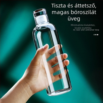 Időskálával ellátott üveg palack a bor tárolásához, hengeres, modern minimalista stílusú, újra tölthető (kapacitás 501–800 ml, mikrohullámú sütőben használható, testreszabható)