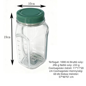 Oldalnyílású salátás Mason üveg szivárgásmentes fedővel, 501–800 ml, műanyag, Nordic stílus, Lan zheng, mikrohullámú sütőben nem használható