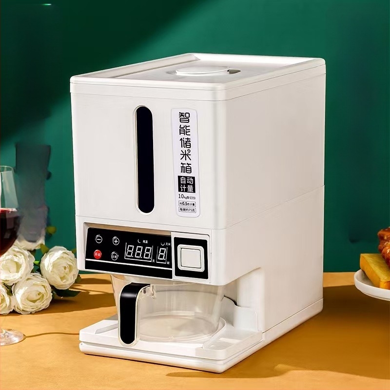 Rizstároló doboz – zárható, rovarmentes, nedvességálló, PP műanyagból, 10L+ kapacitás, modern minimalist dizájn