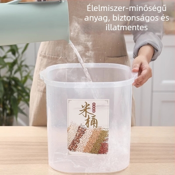Rizs tároló doboz, nedvességálló műanyag, modern minimál dizájn