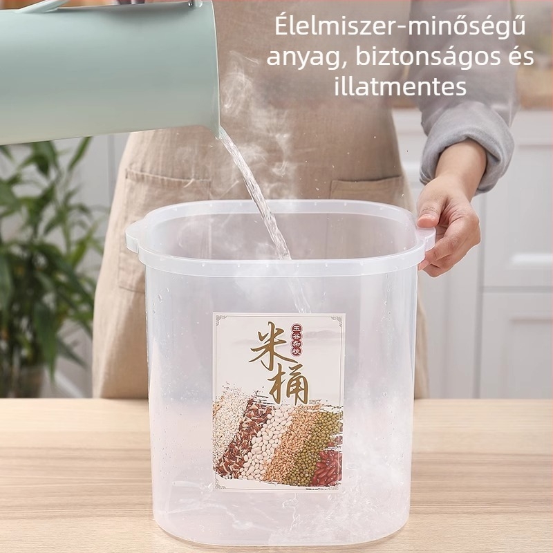 Rizs tároló doboz, nedvességálló műanyag, modern minimál dizájn