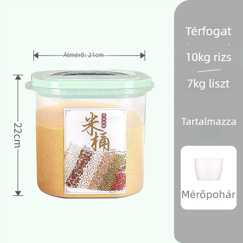Rizs tároló doboz, nedvességálló műanyag, modern minimál dizájn