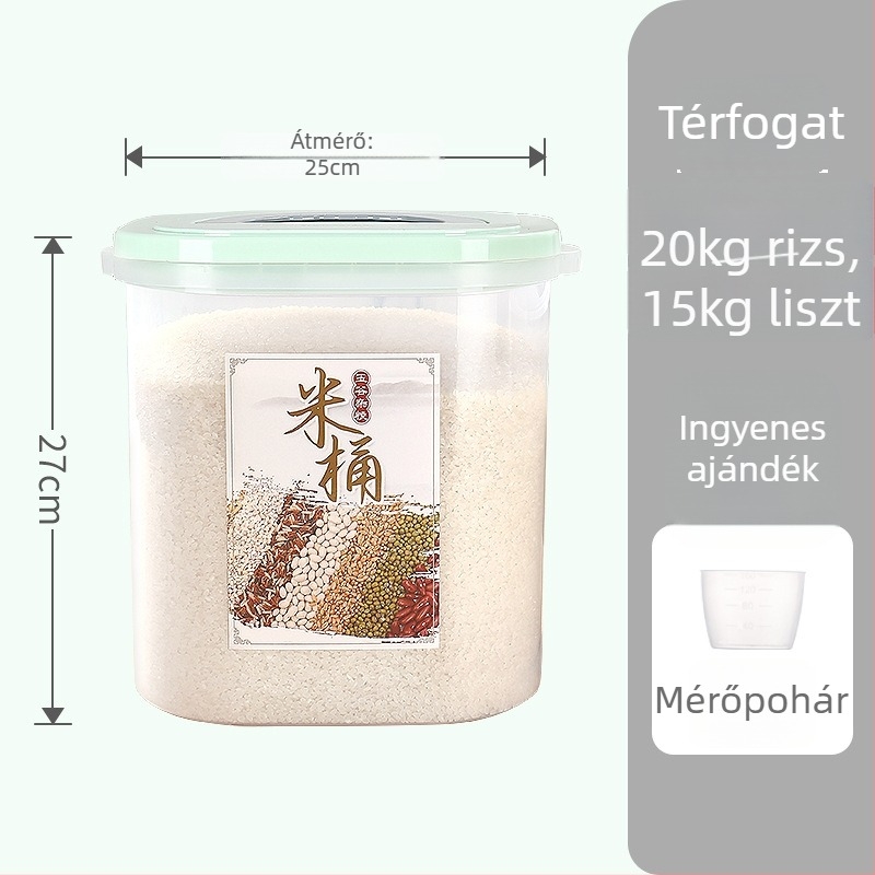 Rizs tároló doboz, nedvességálló műanyag, modern minimál dizájn