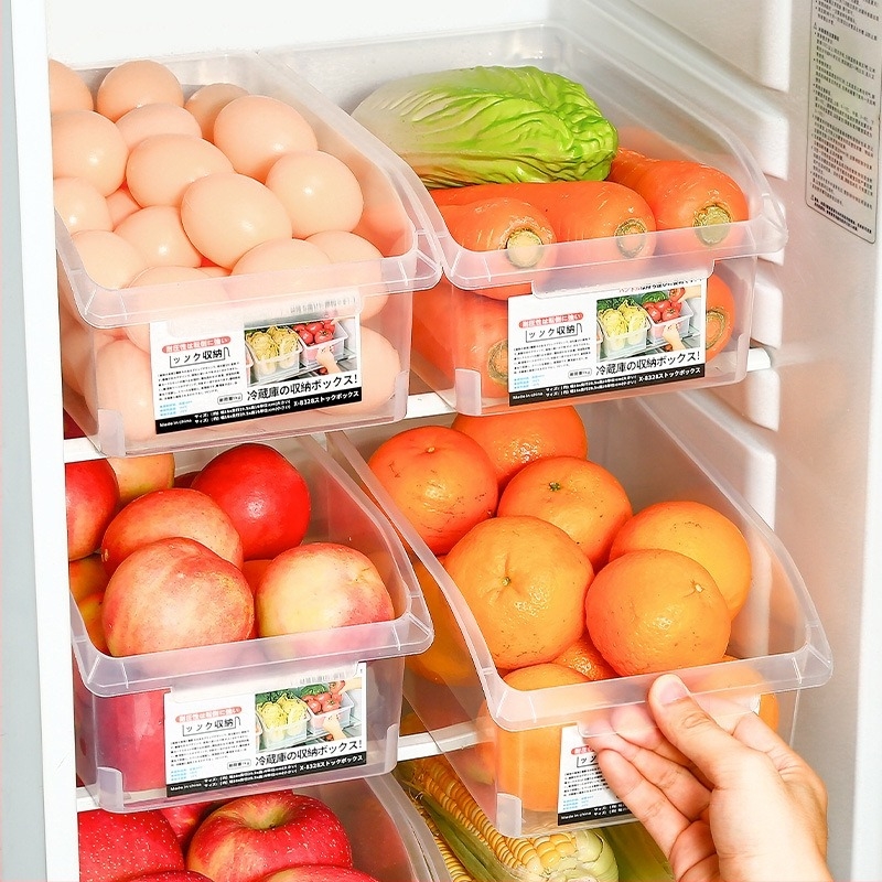 Élelmiszer-minőségű hűtőszekrény tároló doboz gyümölcsökhöz és zöldségekhez — egyszerű és modern műanyag rendező