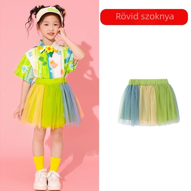 Gyermekek Cheerleading és Tánc Előadás Kostüm, uniszex, Koreai stílus, pamut-keverék anyag, nyárra, gyermekeknek 8+ év és 140 cm felett