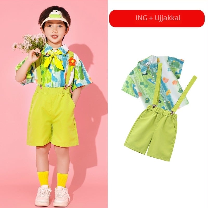 Gyermekek Cheerleading és Tánc Előadás Kostüm, uniszex, Koreai stílus, pamut-keverék anyag, nyárra, gyermekeknek 8+ év és 140 cm felett