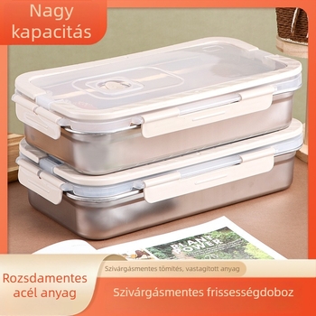 Könnyen hordozható 316L rozsdamentes acél frissességmegőrző doboz, négyszögletes, szigetelt, 3,1–4 L kapacitás, zárt tároló