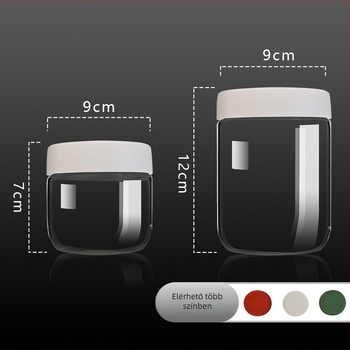 Kerek üveg élelmiszertároló edény élelmiszerek bemutatására, 301–500 ml, modern minimalista stílus, logó nyomtatás elérhető, magáncímke licencelhető