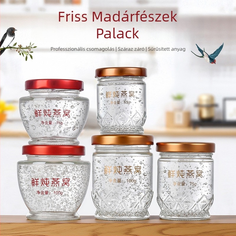 Bird's Nest üvegből készült zárt palack, hőálló, élelmiszer-minőség, ovális alak, Hui Hao