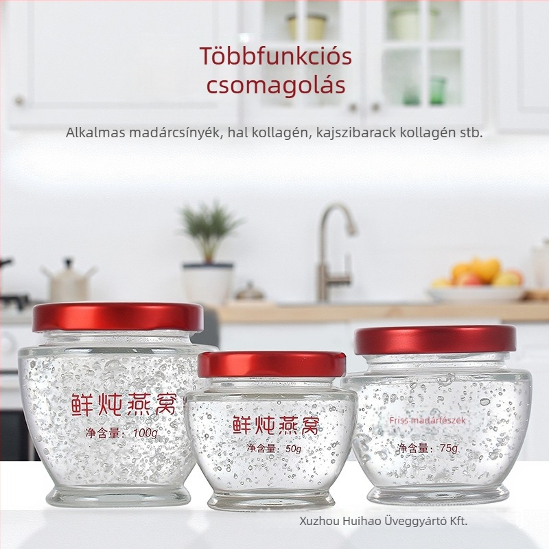 Bird's Nest üvegből készült zárt palack, hőálló, élelmiszer-minőség, ovális alak, Hui Hao