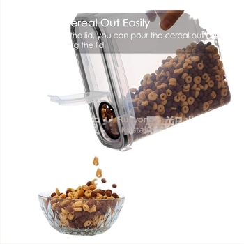 Konyhai gabonás tároló műanyag tartó, négyzet alakú, nedvességálló, kapacitás 4,1–5 L