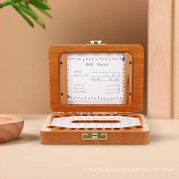 Six Trees Fából készült tejfogak tároló doboza flip fedéllel – tömörfa, emlék célú fogak tárolására, 4–6 éveseknek