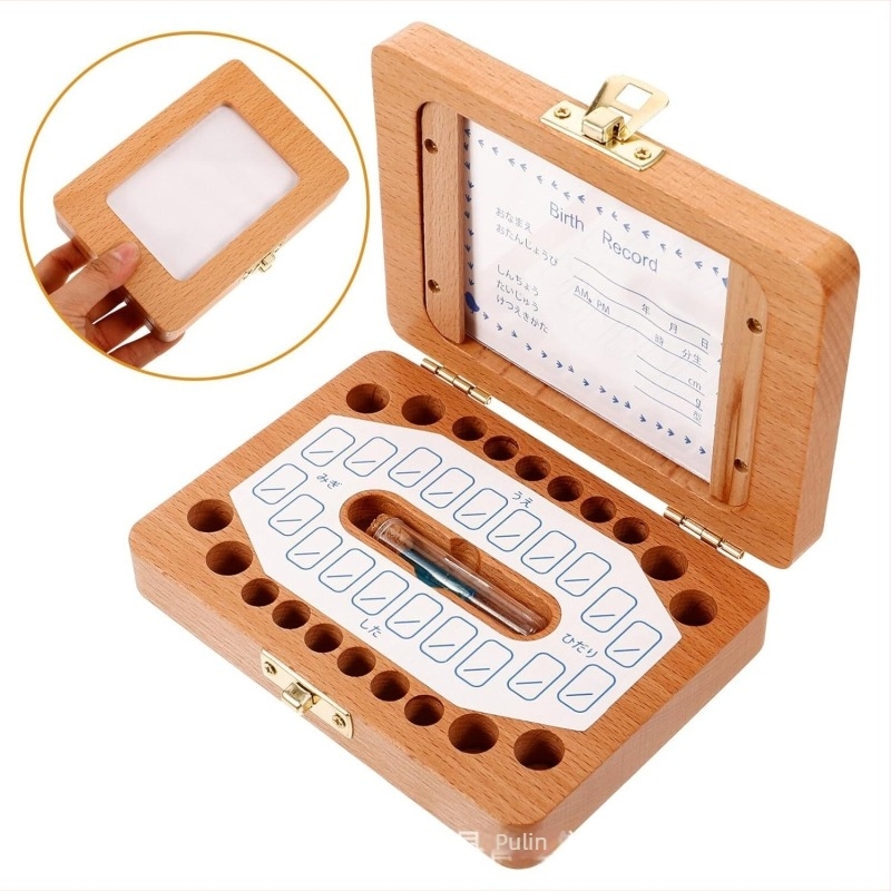 Six Trees Fából készült tejfogak tároló doboza flip fedéllel – tömörfa, emlék célú fogak tárolására, 4–6 éveseknek