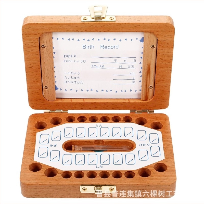 Six Trees Fából készült tejfogak tároló doboza flip fedéllel – tömörfa, emlék célú fogak tárolására, 4–6 éveseknek