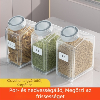 Élelmiszer-tároló doboz, négyszögletes, műanyag, nordic stílus, kapacitás 300 ml alatt.