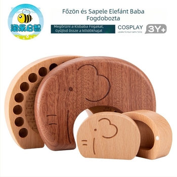 Fából készült tejfogak és baba hajának emlékdoboza – fiúknak és lányoknak, 4–6 éves gyermekeknek.