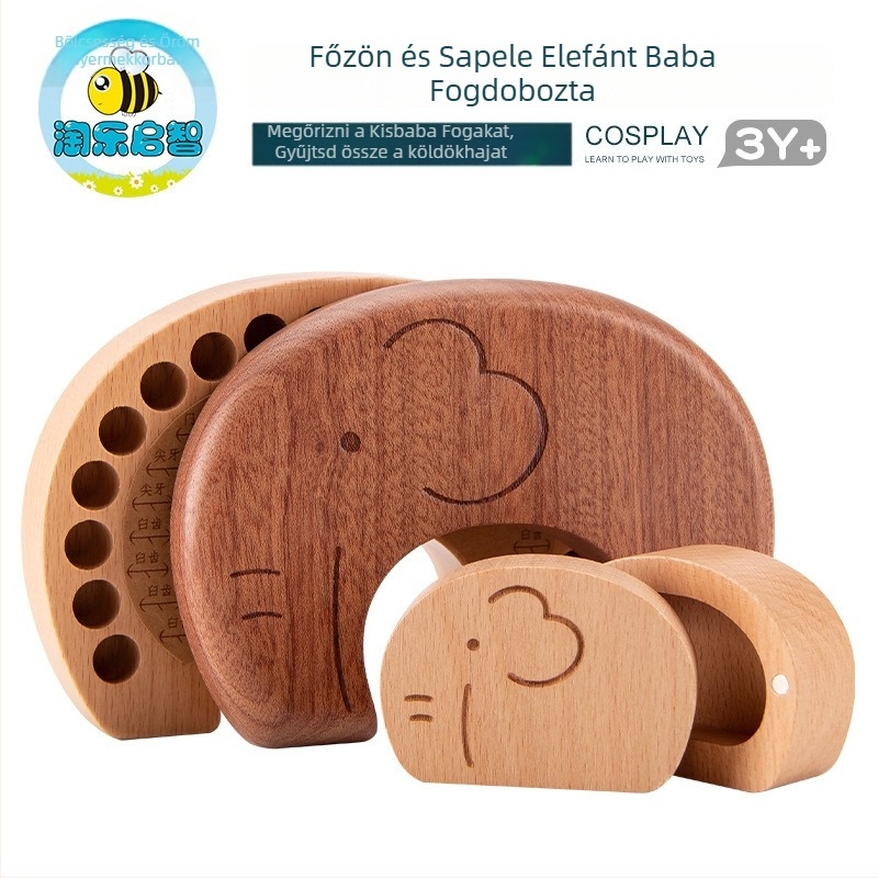 Fából készült tejfogak és baba hajának emlékdoboza – fiúknak és lányoknak, 4–6 éves gyermekeknek.