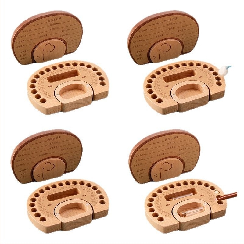 Fából készült tejfogak és baba hajának emlékdoboza – fiúknak és lányoknak, 4–6 éves gyermekeknek.