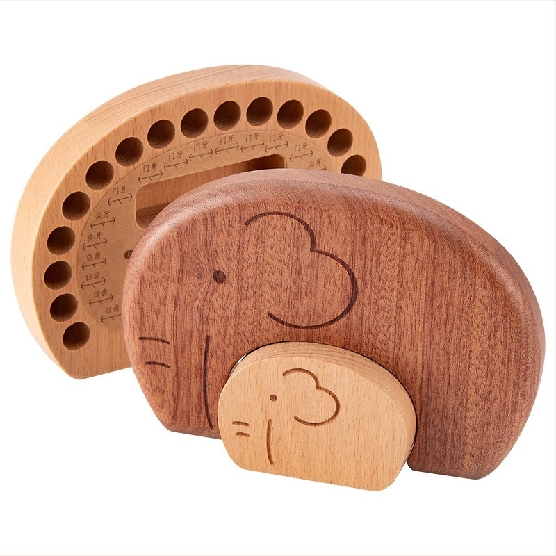 Fából készült tejfogak és baba hajának emlékdoboza – fiúknak és lányoknak, 4–6 éves gyermekeknek.