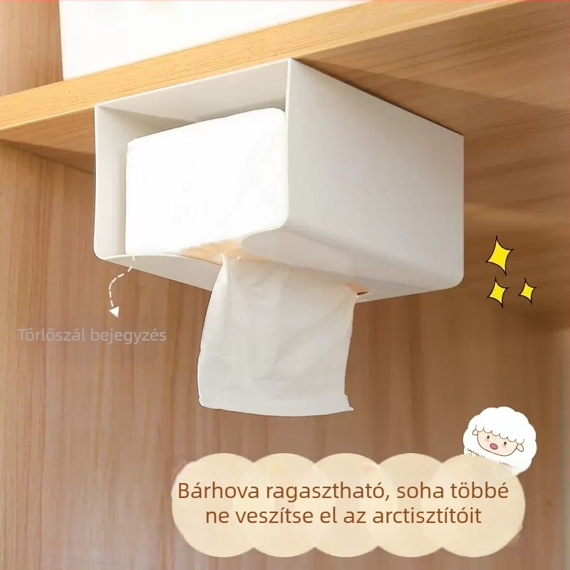 Falra szerelhető zsebkendőtartó — PP, 72 darabos, kompatibilis papírzsebkendőkkel, fürdőszoba, nappali és autó használatra
