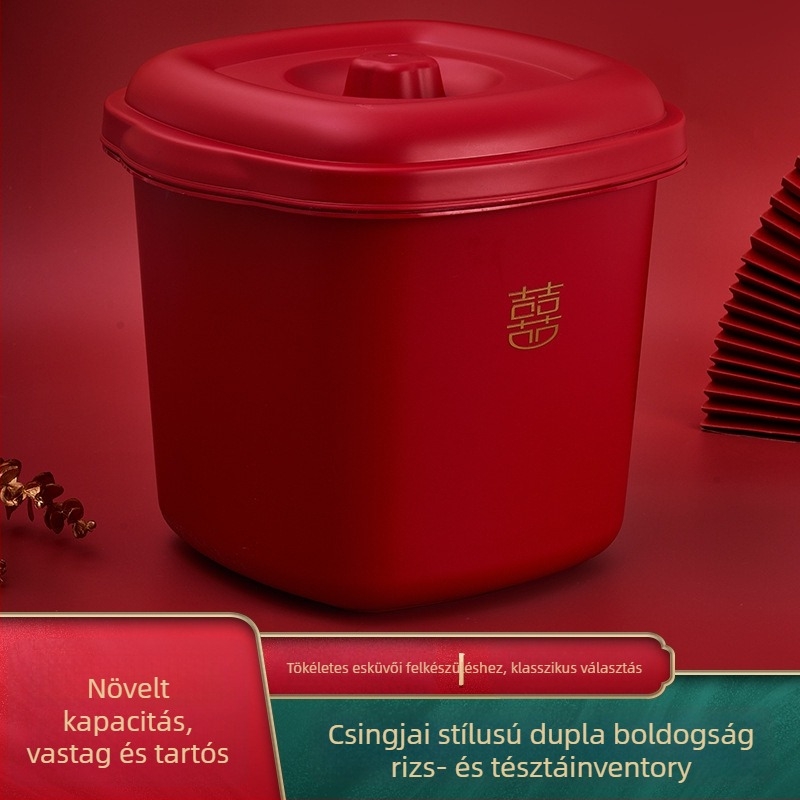 Rizstároló doboz billenő fedéllel, nedvesség- és rovarálló, zárható, dátumkövetéssel, PVC műanyag, kapacitás 4 L alatt