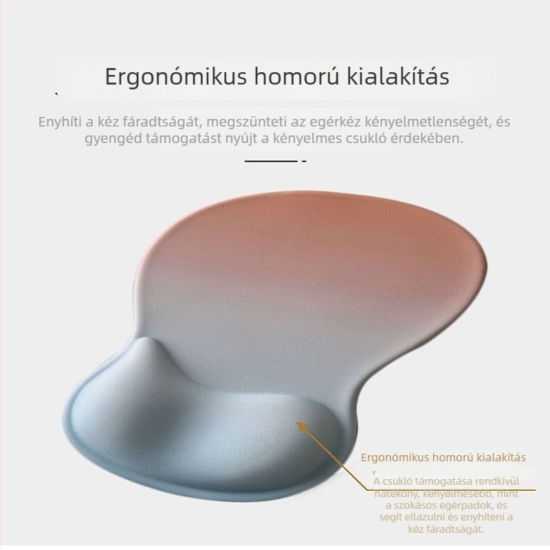 Szilikon egérpad csuklótámaszzal, vízcsepp-stílus, egyoldalas