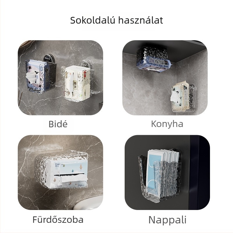 Fali szívófejes nedves törlőkendő tartó, műanyag, modell YQSJH2024A, 48 darabos csomag, fürdőszoba, autó és nappali számára