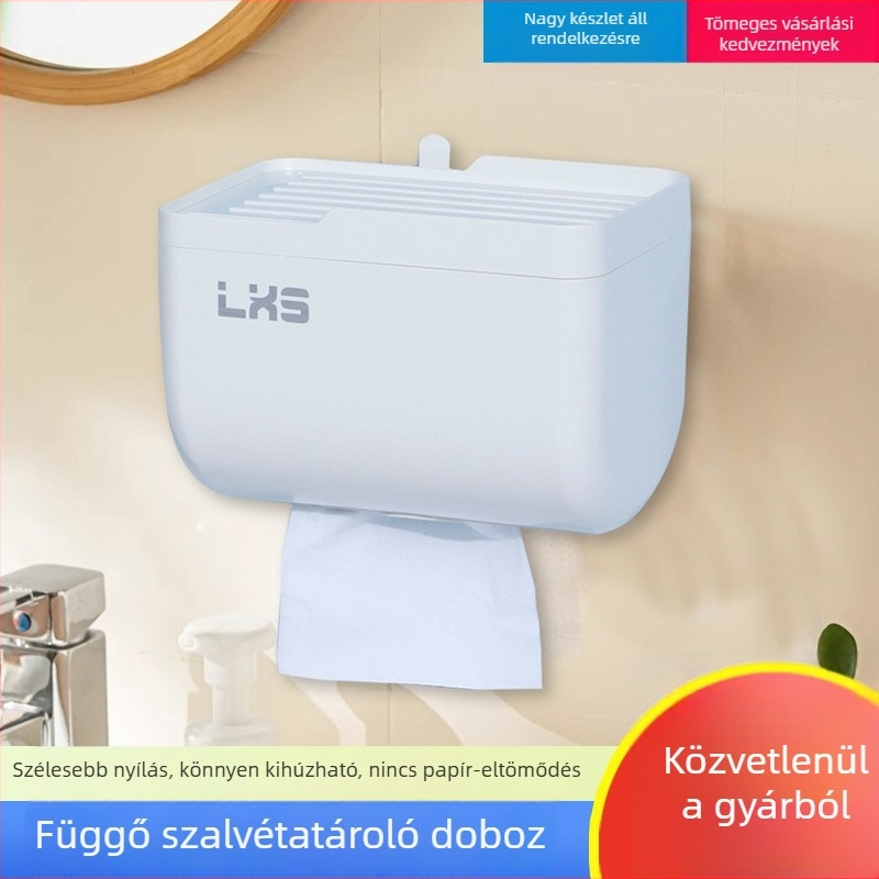Fali papírzsebkendő tartó, fúrás nélkül, vízálló, modern letisztult dizájn