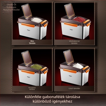 Rizstároló, fém kivitel, rovarbiztos, 5–6 L kapacitás, Oralo márka, stílus: új kínai stílus