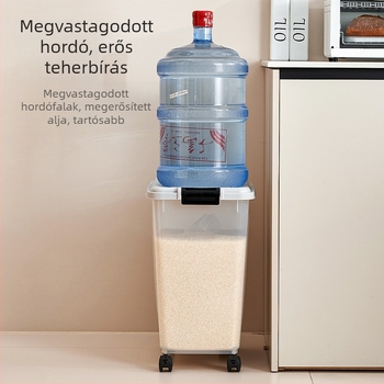PP műanyagból készült rizstároló tartály, nedvesség- és rovarálló; kapacitás 10 L felett; modern minimalista stílus