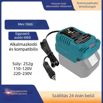 Rich core mini hordozható akkumulátortöltő Makita, Miwochi, DeWalt, Black & Decker és Hans akkumulátorokhoz - 18V 1.5A, AC bemenet 110–230V