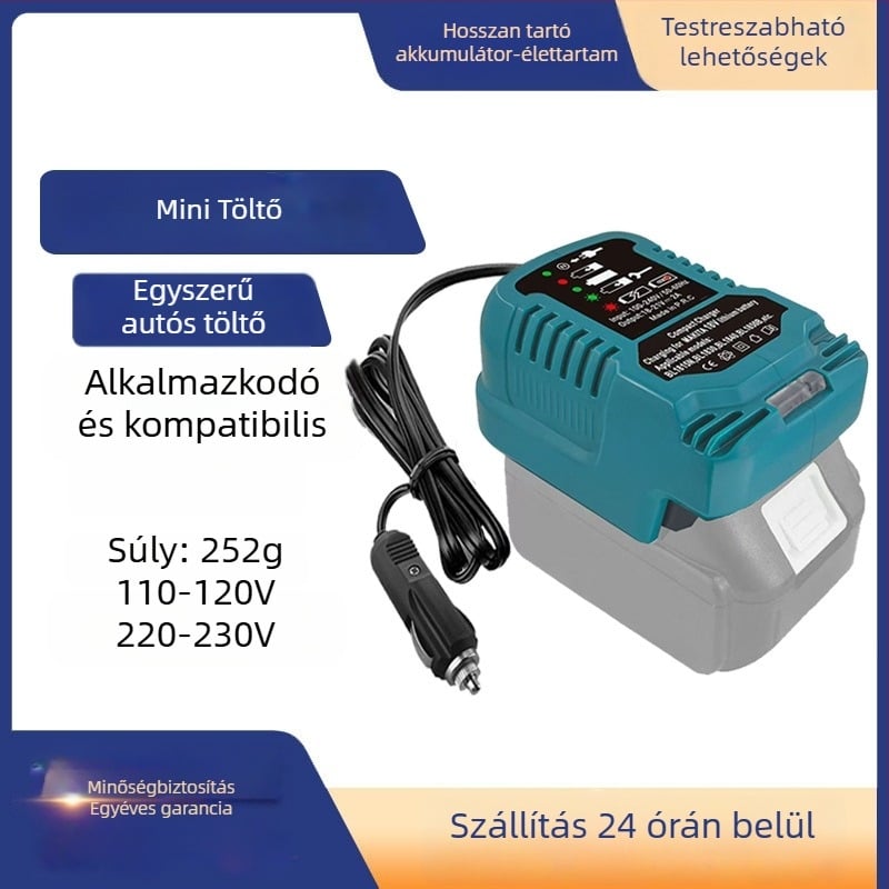 Rich core mini hordozható akkumulátortöltő Makita, Miwochi, DeWalt, Black & Decker és Hans akkumulátorokhoz - 18V 1.5A, AC bemenet 110–230V