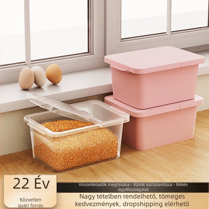 Rizstartó – rovarbiztos, PP műanyag, 4–5 L kapacitás, modern minimalist stílus (Quansu)