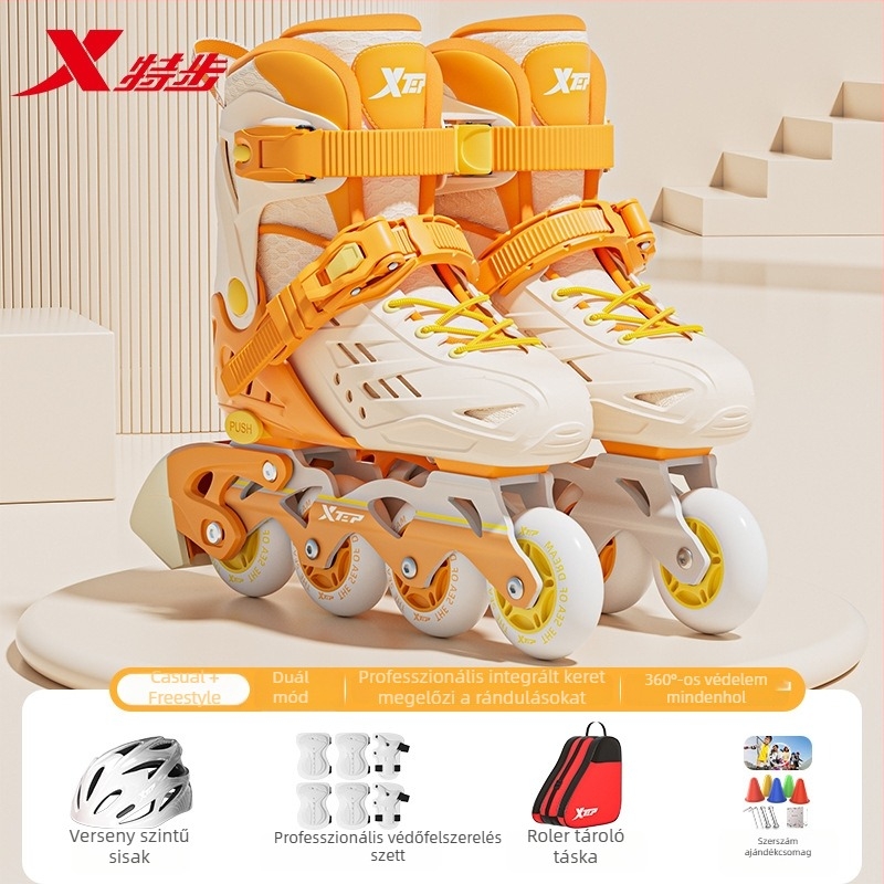 Xtep Gyerekeknek Görkorcsolya – PVC felső, TPR talp, Egy sor görgő, PU görgők