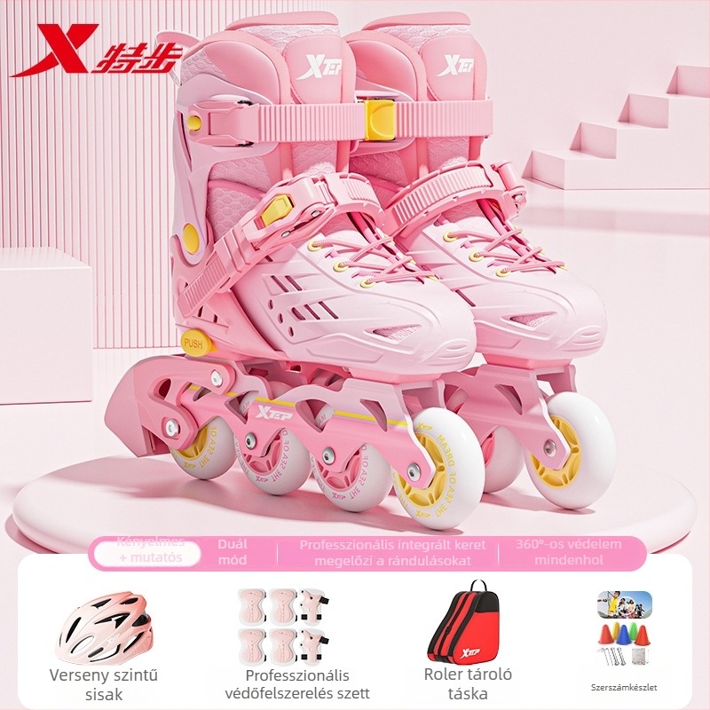Xtep Gyerekeknek Görkorcsolya – PVC felső, TPR talp, Egy sor görgő, PU görgők