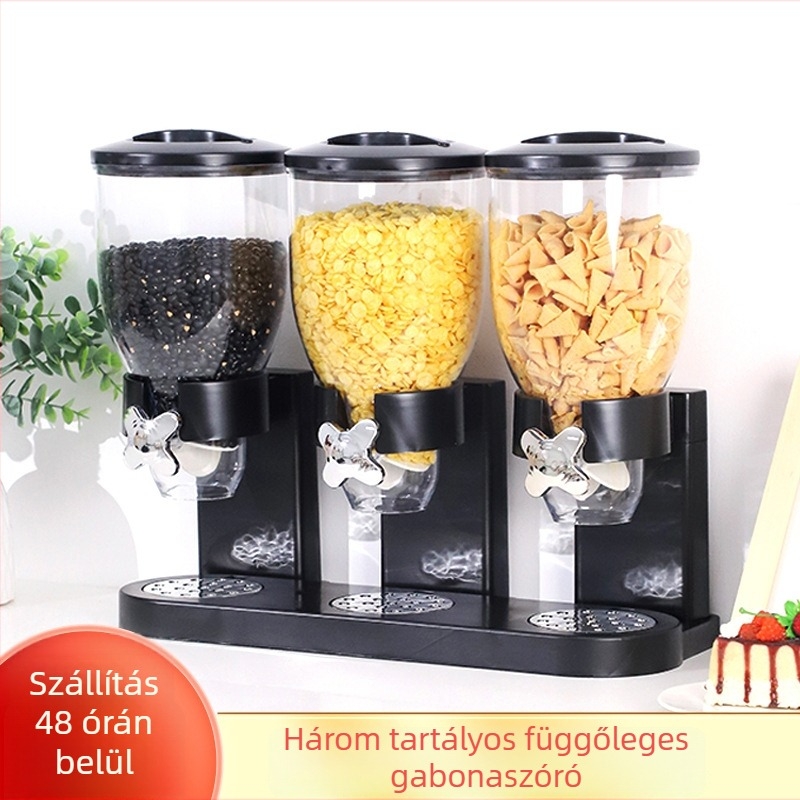 Akril kerek adagoló edény durva gabonához, kapacitás >5 L, nyugati stílus, logó nyomtatás