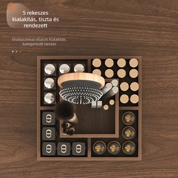 Asztali rúzs tároló doboz forgó smink szervezővel, sűrű deszkából, új kínai stílus, egyszínű, kapacitás 1