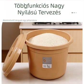 Qianliang kerek fedelű rizstároló tartály - zárható, nedvességálló, rovarálló, műanyag, modern minimalista stílus