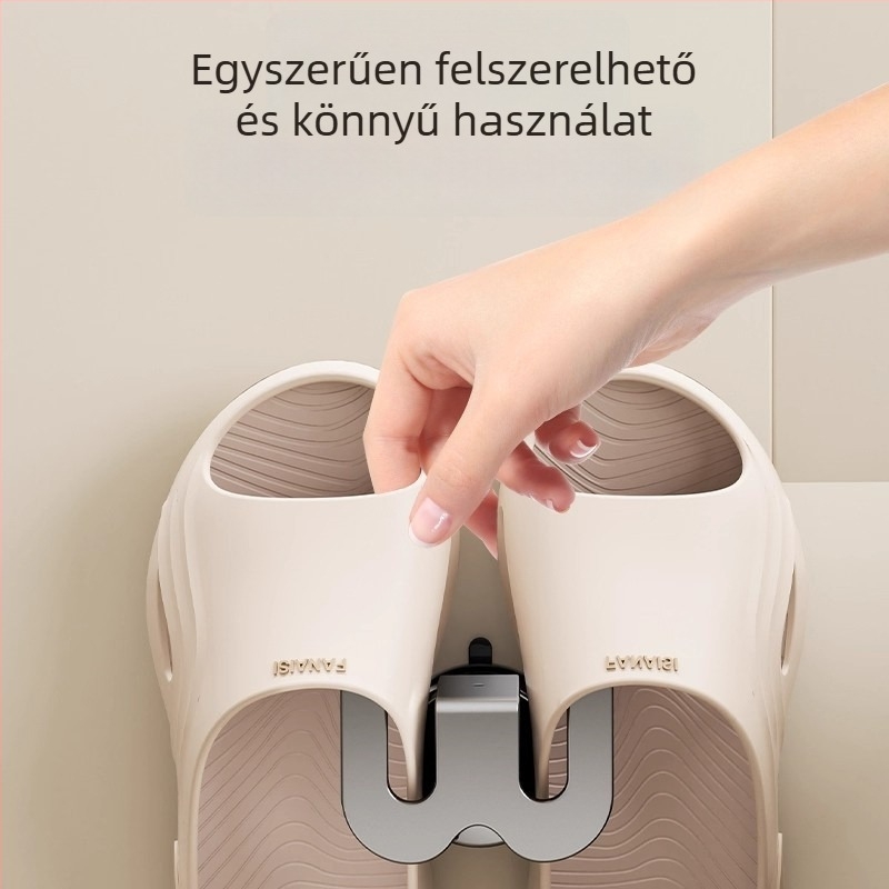 Fürdőszobai papucs tartó szívócsésze rögzítéséhez – fúrás nélkül, Space Aluminum + ABS, 1 réteg, modern minimalista stílus