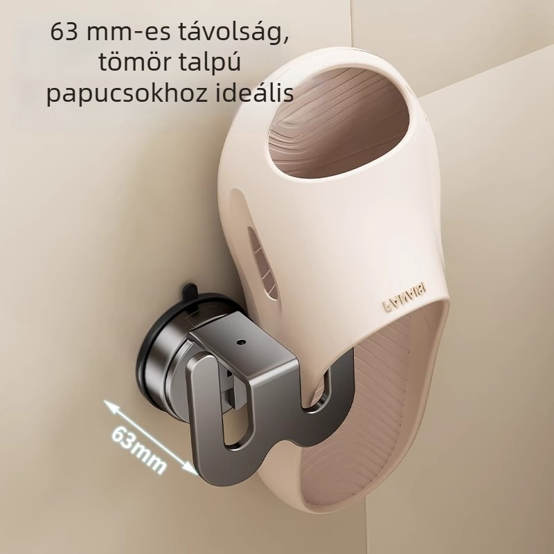 Fürdőszobai papucs tartó szívócsésze rögzítéséhez – fúrás nélkül, Space Aluminum + ABS, 1 réteg, modern minimalista stílus