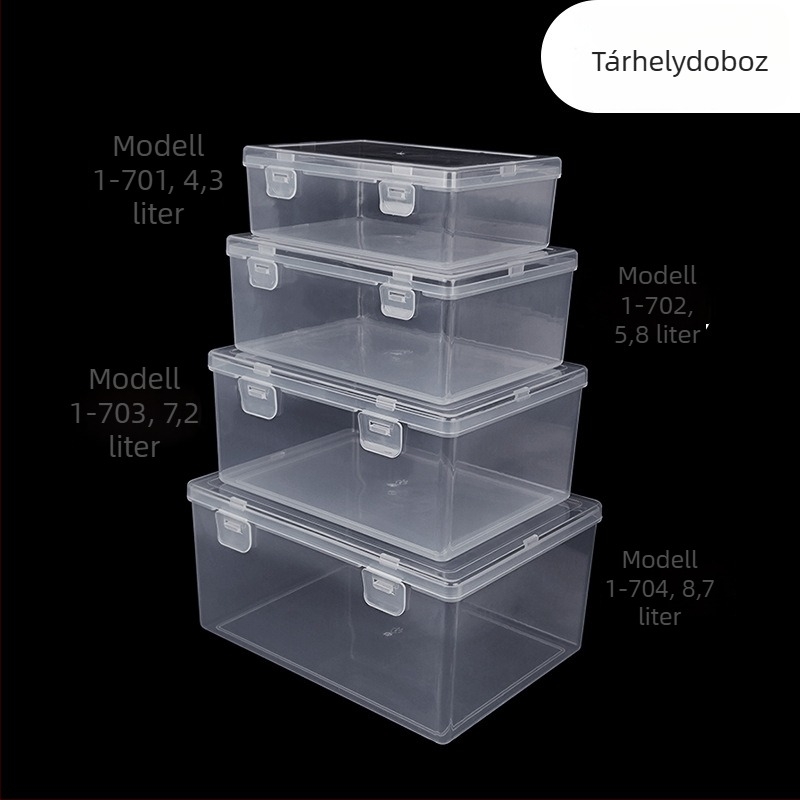 Asztali PP tároló doboz felnyitható fedéllel hardver alkatrészekhez, testreszabható, modell L23#31