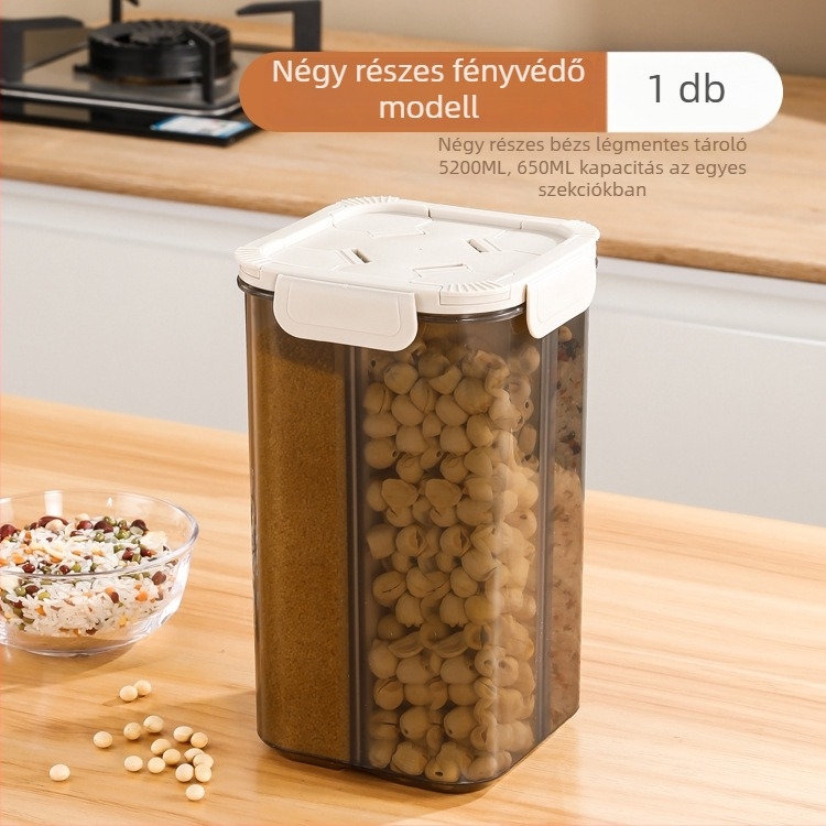 Élelmiszer-tároló doboz – Szögletes műanyag tartály, kapacitás 4,1–5 L, Nedvesség- és rovarmentes, Modern minimalist stílus