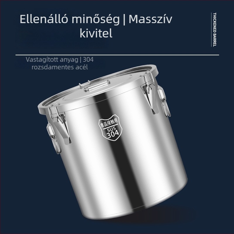 Fém rizstároló edény zárható, nedvesség- és rovarbiztos védelemmel