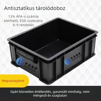 Fekete antistatikus szállítódoboz fedéllel, vastagított műanyag doboz elektronikus alkatrészekhez