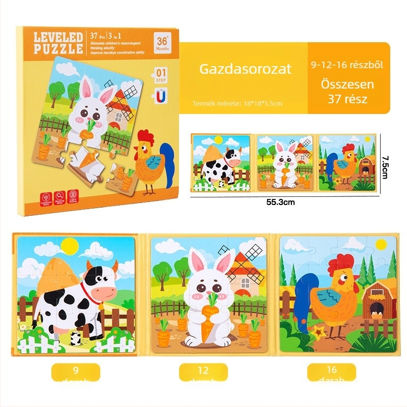 Lapos puzzle – Papír, testre szabható rajzok szerint, 4–6 év közötti gyerekeknek, Zhejiang eredetű